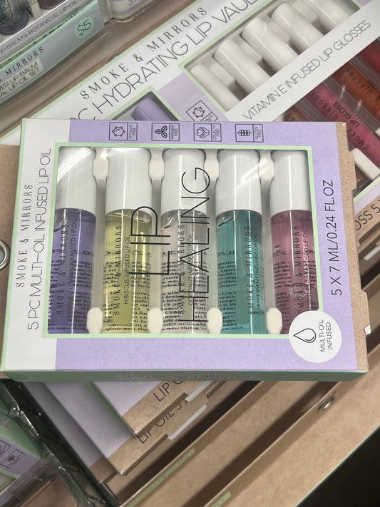 Smoke & Mirrors Multi-Oil Infused Lip Oil Set, a 5-piece