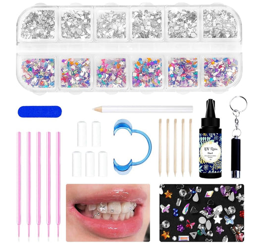 1800Pcs Gems Kit, DIY Fashionable Crystals Jewelry Kit- Artificial Diamonds Ornaments for Proud Smile