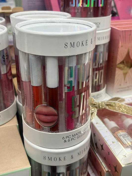6-piece matte liquid lipstick and 6-piece glossy lip gloss set
