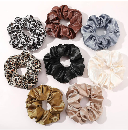 Scrunchies Hair Ties Silk Satin Scrunchy - Hair Elastics Bands Ponytail Holder Pack of Neutral Scrubchy Hair Accessories Women Girls