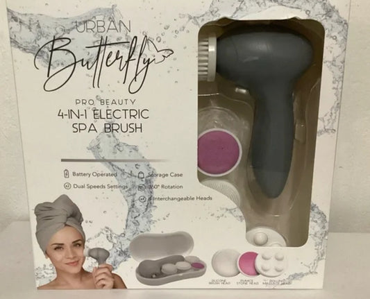 Electric Spa Brush 4in1 Pro Beauty. Battery operated Dual Speed settings Storage case 360 degree rotation  Interchangeable heads